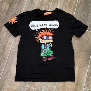 Nickelodeon Black Kids Tee with Rugrats Print Y2K
